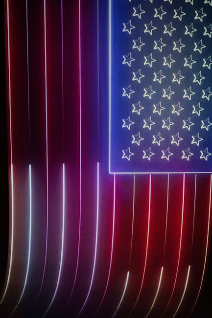 Stylized neon American flag