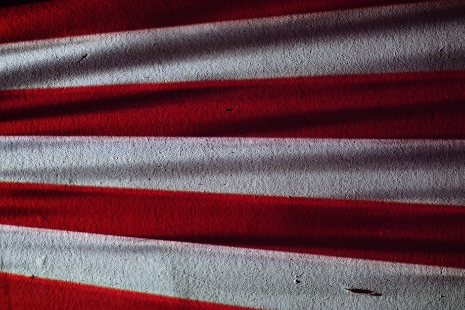 Macro texture of red and white stripes